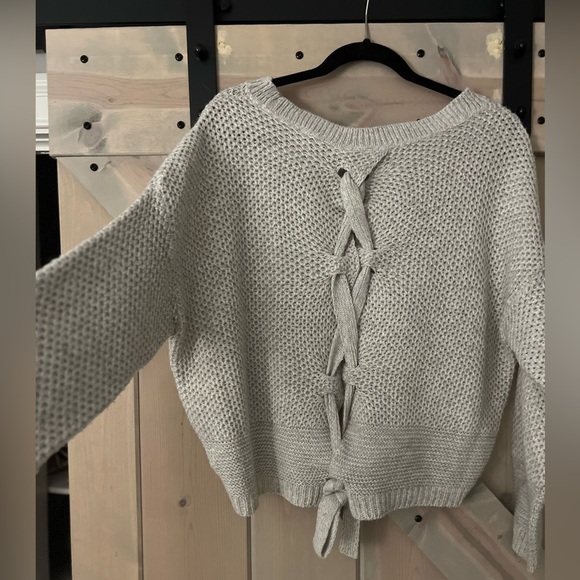 Express Lace-Up Back Sweater - Cream - Picture 7 of 7